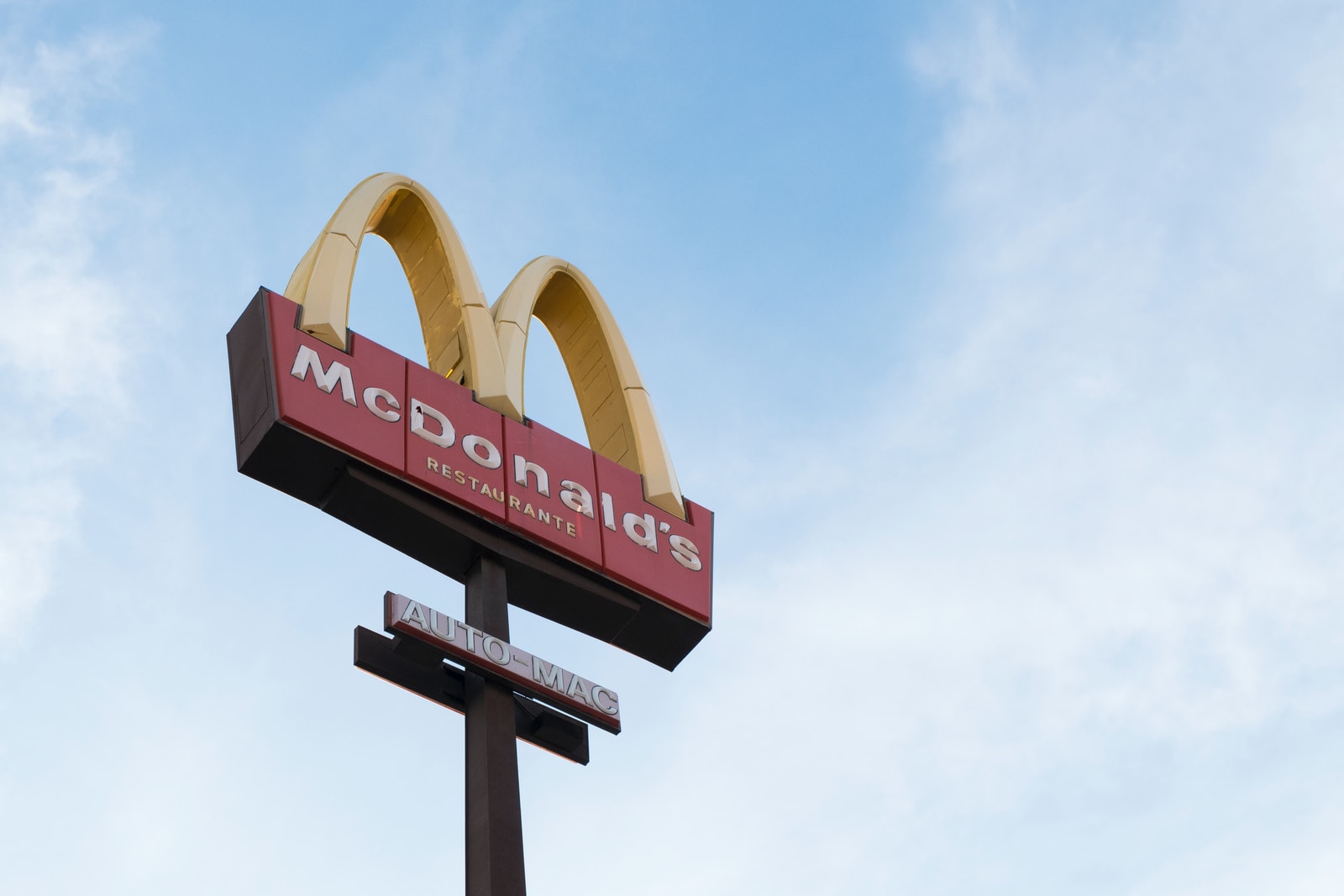 worm's eye view of McDonald's signage